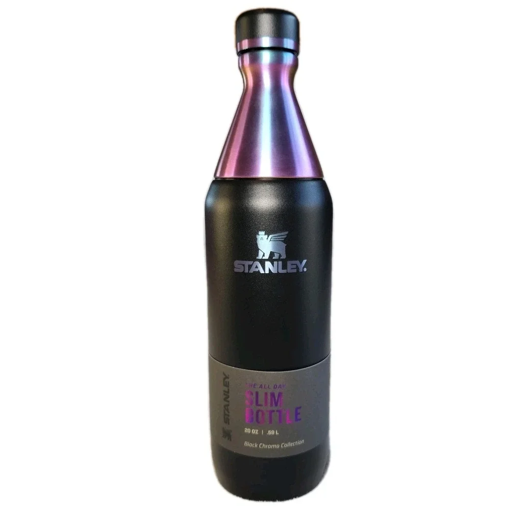 STANLEY Slim Bottle 20 Oz. Black Chroma Purple Iridescent Screw Top NEW - Picture 1 of 6